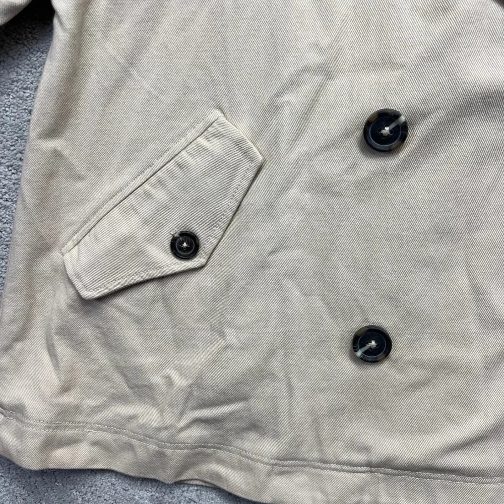 Free People Twill Jacket Womens Large Cream Beige Double Breasted Oversized Boxy